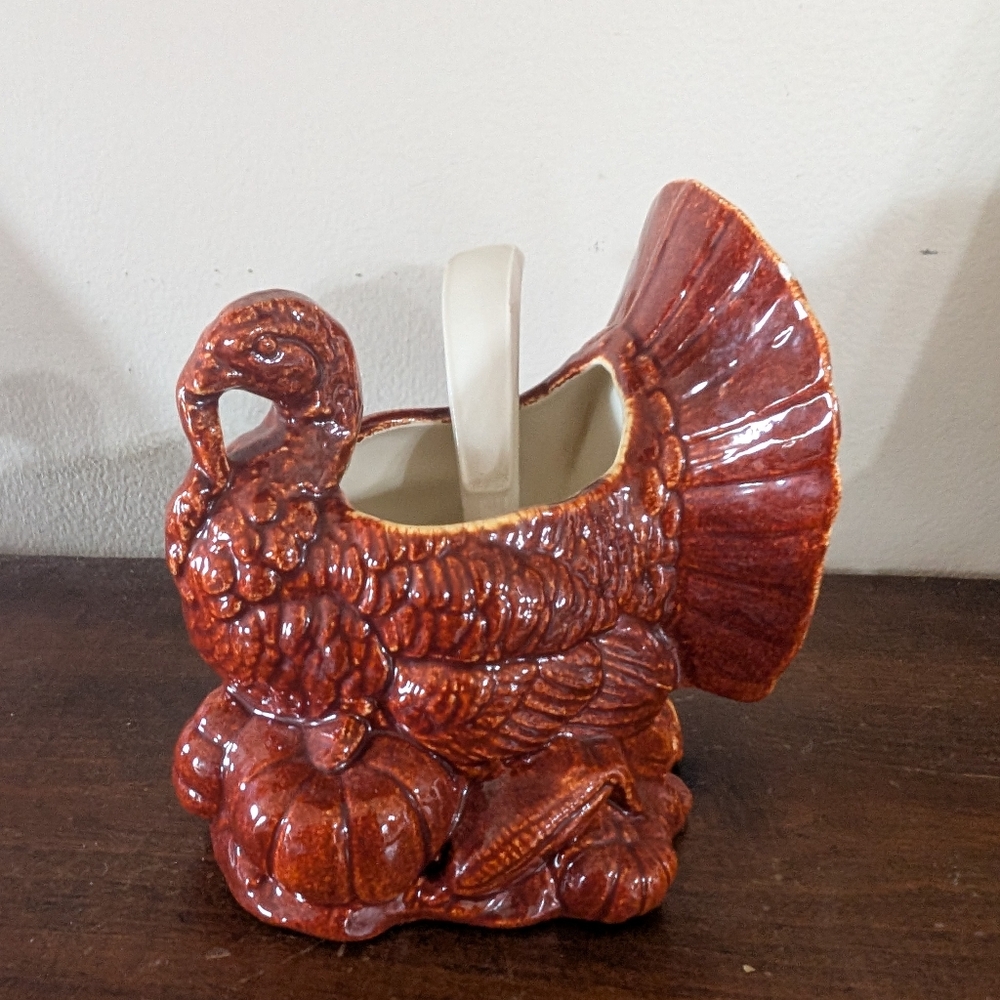 Vintage Ceramic Turkey Planter Thanksgiving Holiday Decor Mid Century Modern MCM